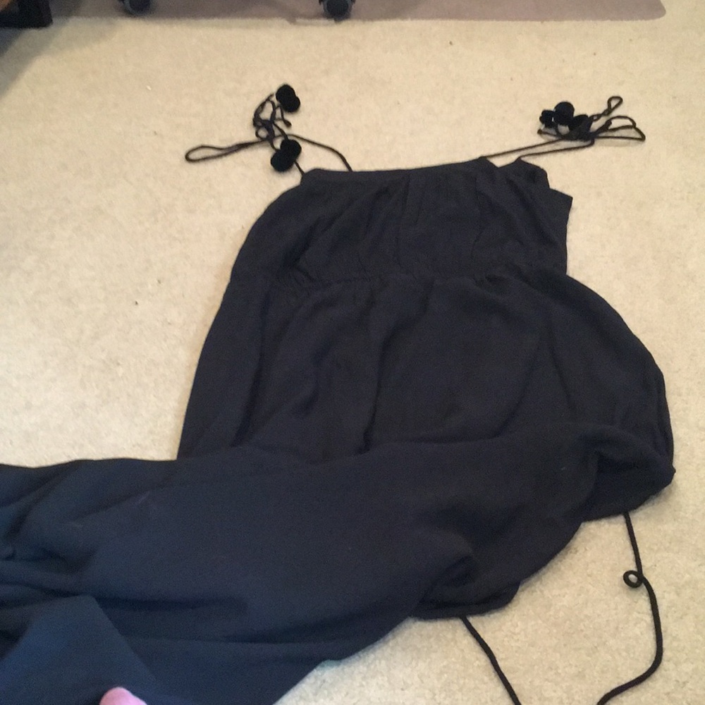 Black maxi with ball tassels
